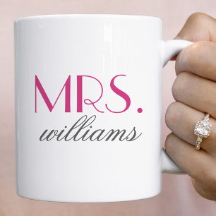 Elegantes heißrosa Mrs-Hochzeitsmonogramm Kaffeetasse