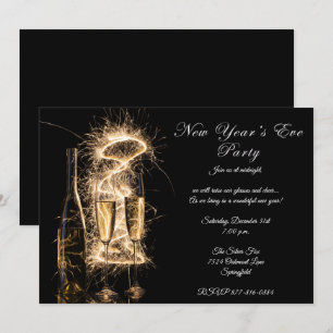Elegantes Hell Champagne Silvester Party Einladung