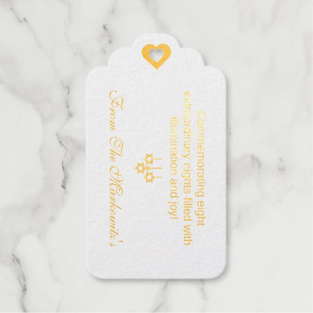 Elegantes Hellblau Chanukka Gold Geschenkanhänger (Vorderseite)