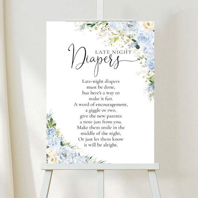 Elegantes Hellblaues Baby-Shower-Plakat Poster (Von Creator hochgeladen)