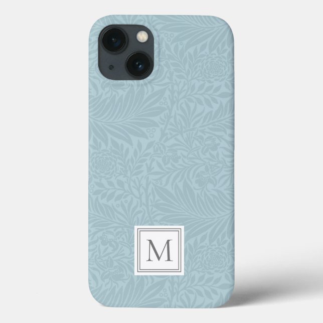 Elegantes hellblaues florales Botanisches Monogram Case-Mate iPhone Hülle (Rückseite)