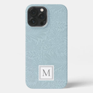 Elegantes hellblaues florales Botanisches Monogram iPhone 13 Pro Max Hülle
