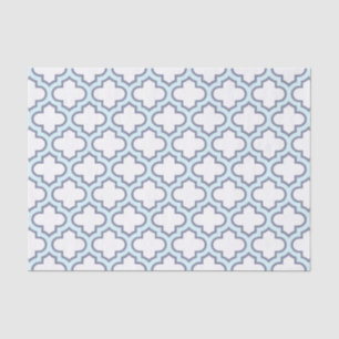 Elegantes hellblaues Marokkaner Quatrefoil Muster Seidenpapier