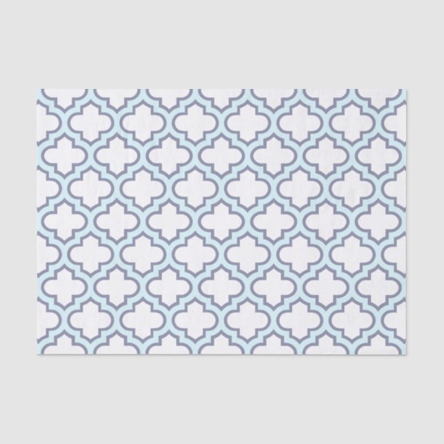 Elegantes hellblaues Marokkaner Quatrefoil Muster Seidenpapier (Vorderseite)