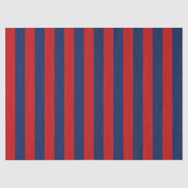 Elegantes, helles Blau- und Rot-Streifen-Muster Seidenpapier (Vorderseite)
