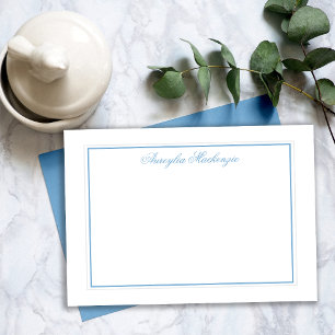 Elegantes helles Blau und Weiß Personalisiert Mitteilungskarte