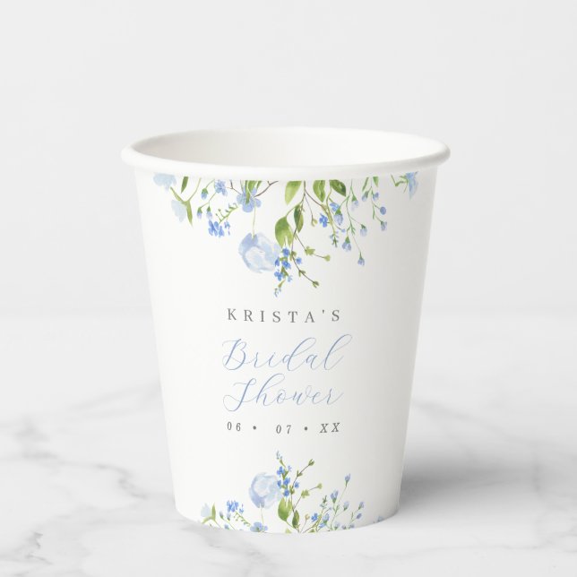 Elegantes helles blaues Brautparty Pappbecher (Vorderseite)