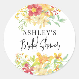 Elegantes Helles Floral    Chic Brautparty Runder Aufkleber