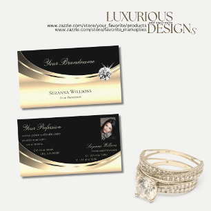 Elegantes helles Gold Schwarz mit Foto und Diamant Visitenkarte