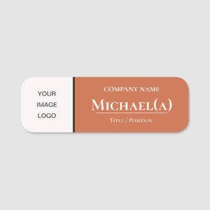 Elegantes, helles Kupferfarbstoff-Orange- und Whit Namensschild