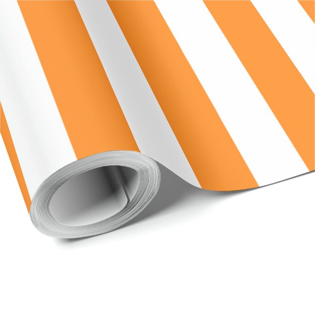 Elegantes, helles, orangefarbenes und weiß gestrei geschenkpapier (Rolleneckpunkt)