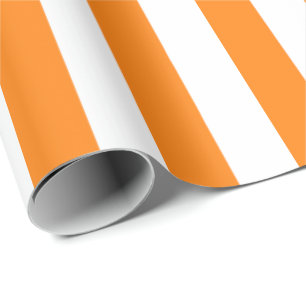 Elegantes, helles, orangefarbenes und weiß gestrei geschenkpapier