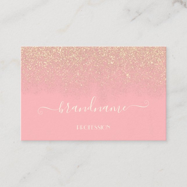 Elegantes helles Rosa mit goldenem Glitzer Rain Be Visitenkarte (Vorderseite)