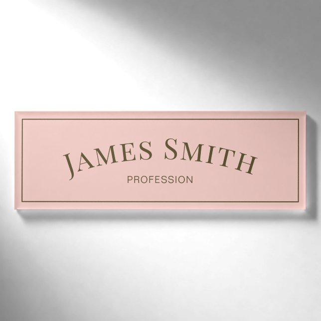 Elegantes, helles Salz Minimalistisch und Beruflic Namenschild (Vorderseite)