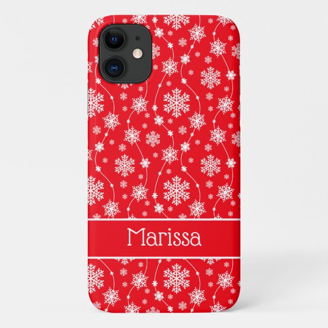 Elegantes, helles, weißes Schneeflockenmuster Case-Mate iPhone Hülle (Rückseite)