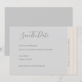 Elegantes hellgraues HolzGrain Save the Date Hochz Einladung