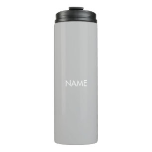 Elegantes hellgraues individuelle Name-Monogramm Thermosbecher