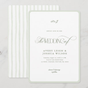 Elegantes Hellgrün gestreiftes Frühlingsgarten-Hoc Einladung