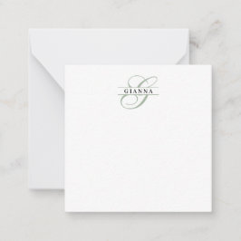 Elegantes hellgrünes Kalligrafie-Monogramm geteilt Mitteilungskarte