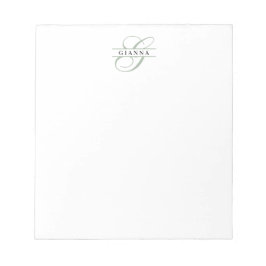 Elegantes hellgrünes Kalligrafie-Monogramm geteilt Notizblock
