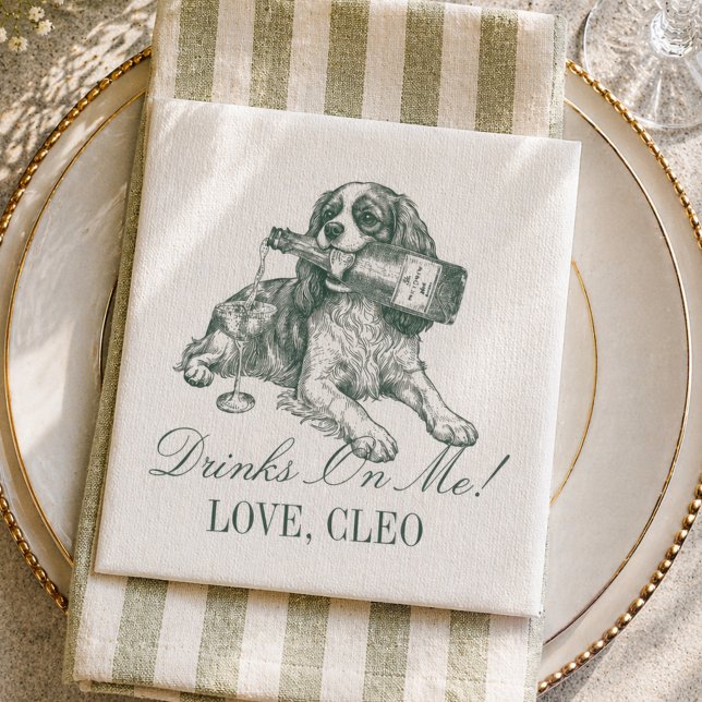 Elegantes Hellgrünes King Cavalier Champagner Hoch Serviette (Preppy Sage Green King Cavalier Champagne Wedding Napkins)