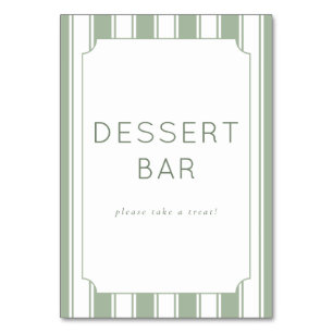 Elegantes hellgrünes minimalistisches Dessertbar-S Tischnummer