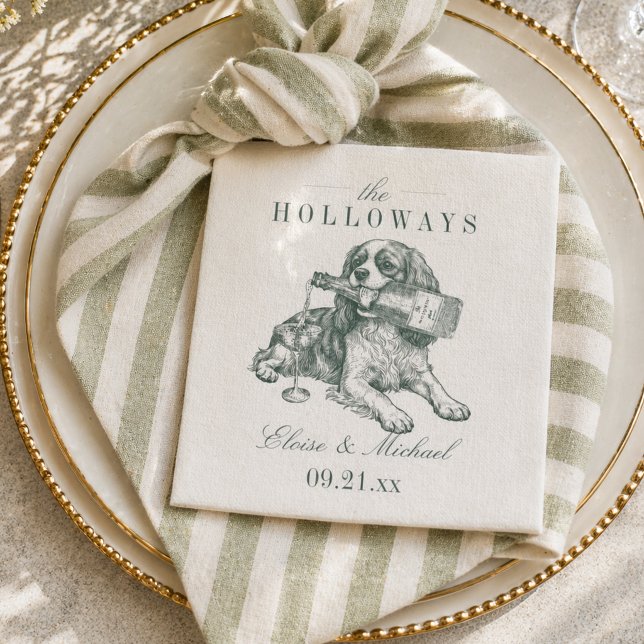 Elegantes Hellgrünes Reitjackett Champagner Hochze Serviette (Preppy Sage Green Cavalier Champagne Wedding Napkins)