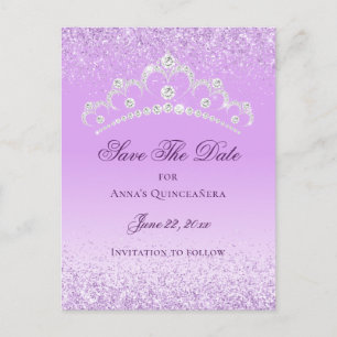 Elegantes Helllila Quinceanera-Save-the-Date Postkarte