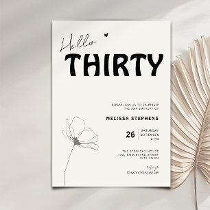 Elegantes Hello Thirty Fett Schrift Dreißigster Ge Einladung