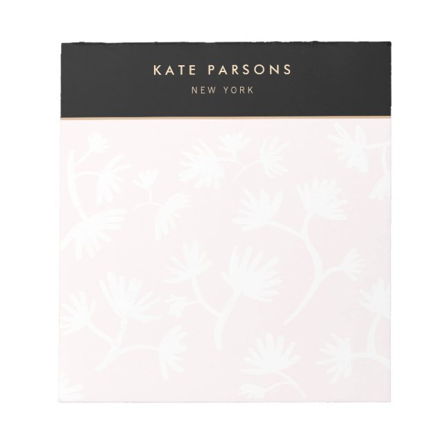 Elegantes, hellrosa, florales Notepad Notizblock (Vorderseite)