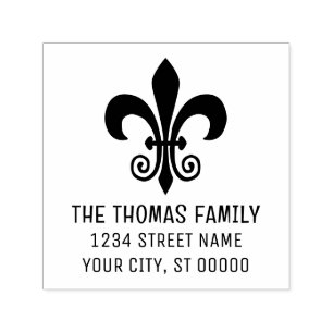 Elegantes heraldisches Fleur de Lis #41 Name Adres Permastempel