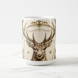 Elegantes heraldisches Weihnachten, Hirschwappen u Kaffeetasse