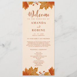 Elegantes Herbst-Ahornblätter-Hochzeitsprogramm Programm