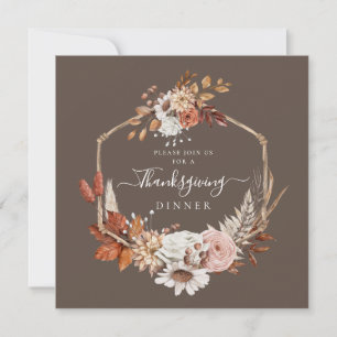 Elegantes Herbst-Blumen-Thanksgiving-Dinner Einladung