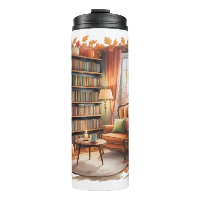 Elegantes Herbst-Bücherregal mit Flaschen  — Cozy  (Vorderseite)
