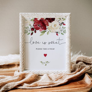 Elegantes Herbst-Burgund Die Liebe ist süß, nimm e Poster