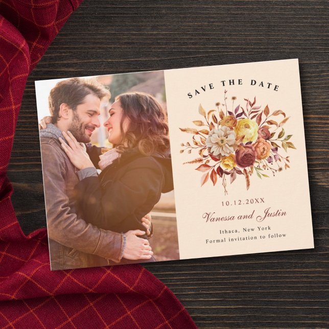 Elegantes Herbst Floral Bouquet Save the Date (Von Creator hochgeladen)