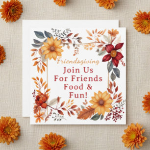 Elegantes Herbst Floral Frame Friendsgiving Abende Feiertagskarte