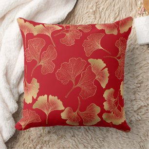 Elegantes Herbst-Ginkgo-Blatt-Goldmuster Kissen