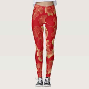 Elegantes Herbst-Ginkgo-Blatt-Goldmuster Leggings