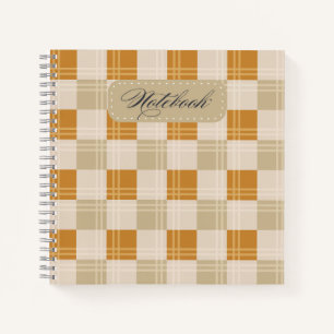 Elegantes Herbst-Karopattern-Notizbuch mit kariert Notizbuch