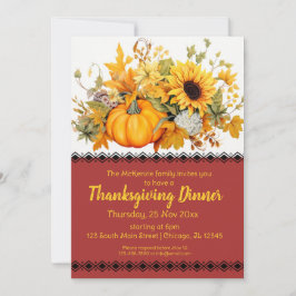 Elegantes Herbst Party Erntedank Abendessen Einladung
