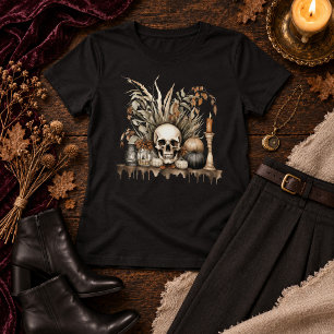 Elegantes Herbst-Schädel-T-Shirt – Witchy Herbst-Ä T-Shirt