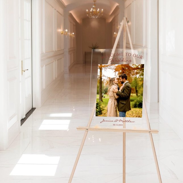 Elegantes Herbst Wasserfarben Foto Willkommen Acrylschild (Von Creator hochgeladen)