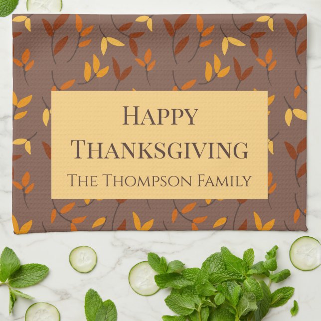 Elegantes Herbstblatt Geschirrtuch (Gefaltet)