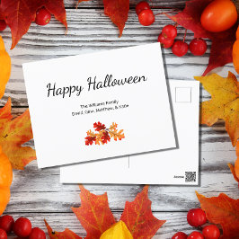 Elegantes Herbstblatt Happy Halloween Feiertagspostkarte