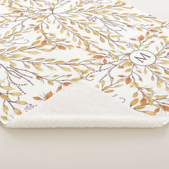 Elegantes Herbstblättermuster Personalisiert Sherpadecke (3/4)