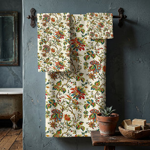 Elegantes herbstliches Blumenmuster Badhandtuch Set