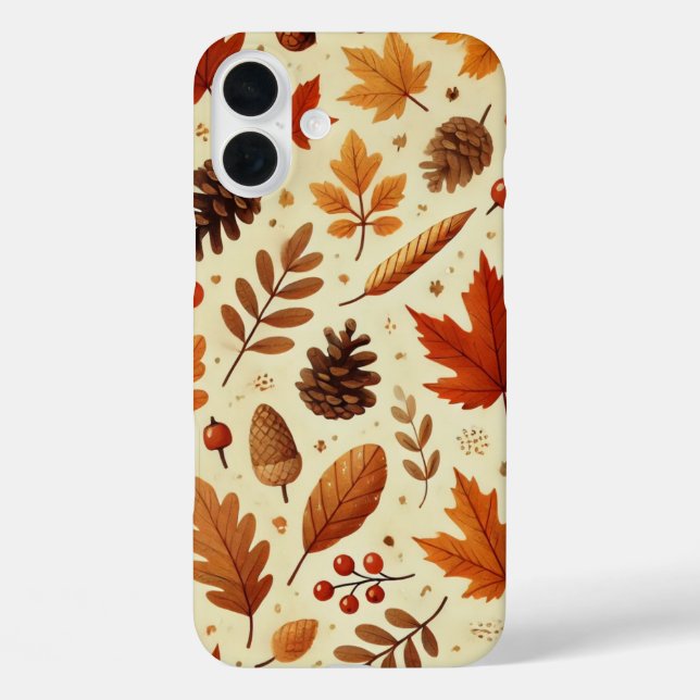 Elegantes Herbstmuster iPhone 16 Plus Hülle (Rückseite)