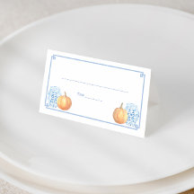 Elegantes Herbstpumpen Blau und Weiß Hochzeitsesse